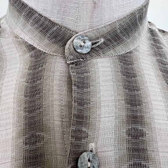 Jhanes Barnes - Nehru Style - Striped Long Sleeve Shirt - Size Medium - Picture 3 of 8